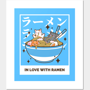 Cute Cats In Love With Ramen Posters and Art